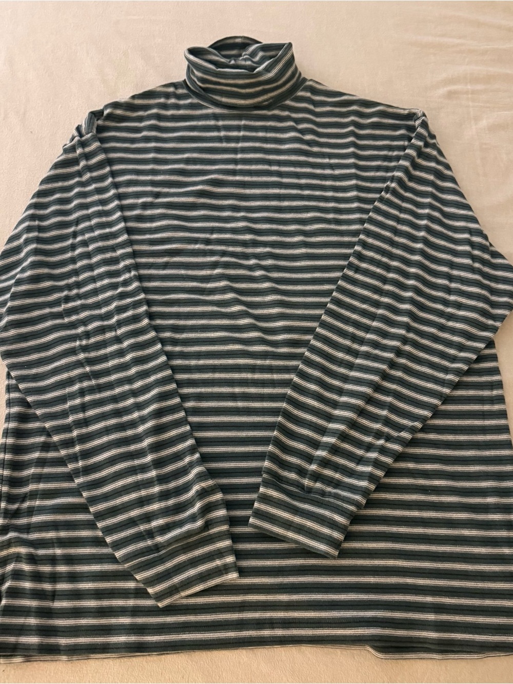 GAP Green & Cream Striped Turtleneck Top